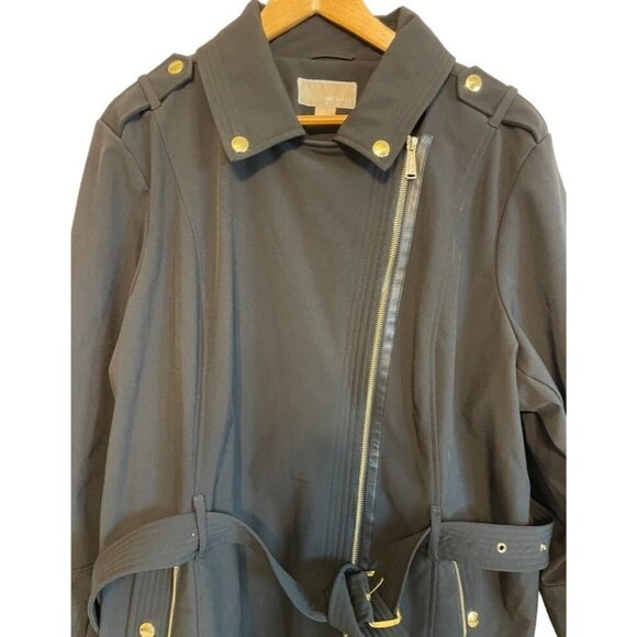 Michael Kors Women's Black Belted Asymmetrical Zipper Coat 2X fleece lined - Picture 8 of 10